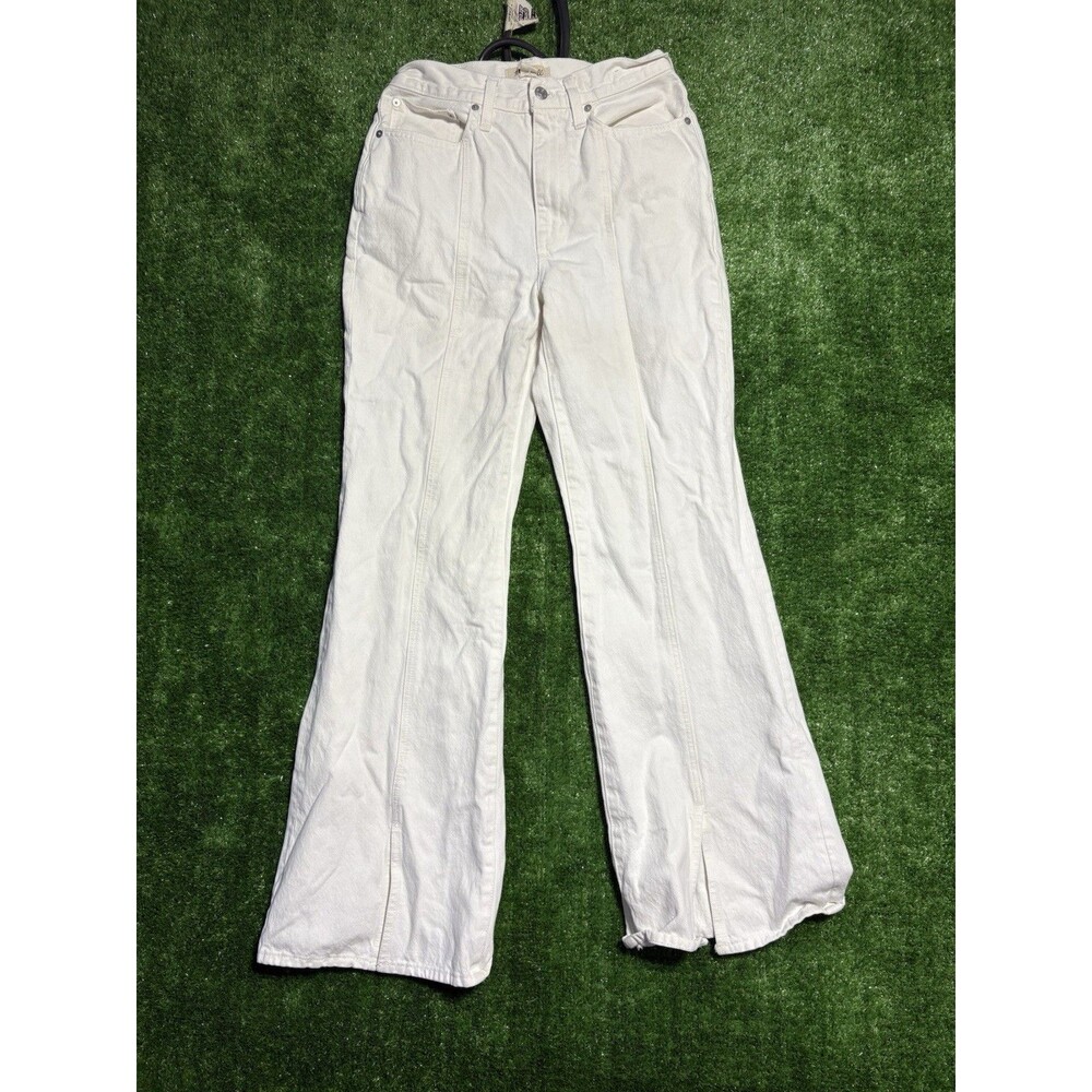Madewell Baggy Flare Denim Jeans Womens Size 29 White Split Hem Casual Boho
